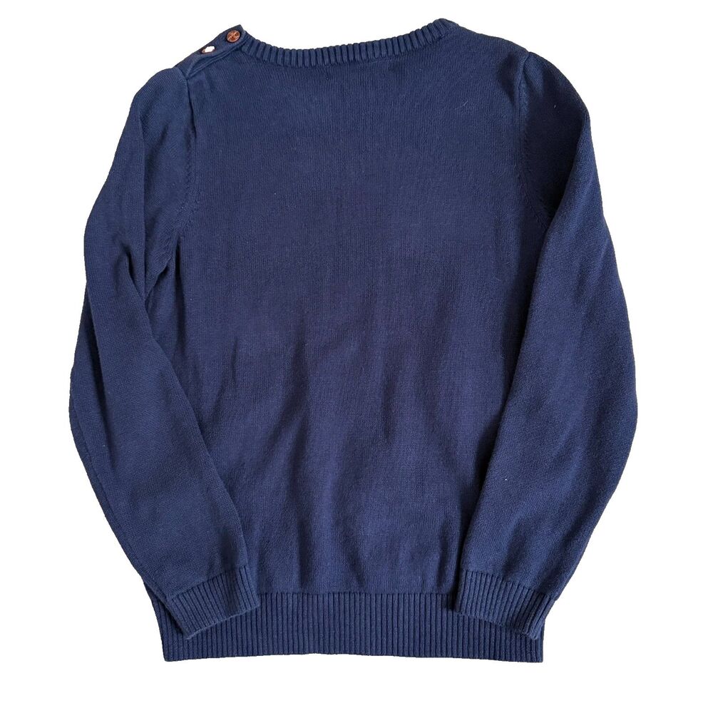Hope & Henry Navy Horse Graphic Sweater Kids L Elbow Patch Organic Sustainable - Picture 2 of 10